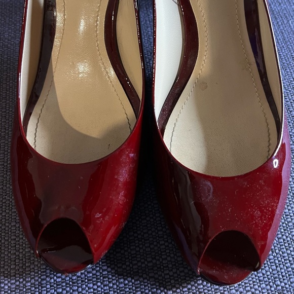 Ann Taylor peep toe slingback heels burgundy size 8 - Picture 5 of 7